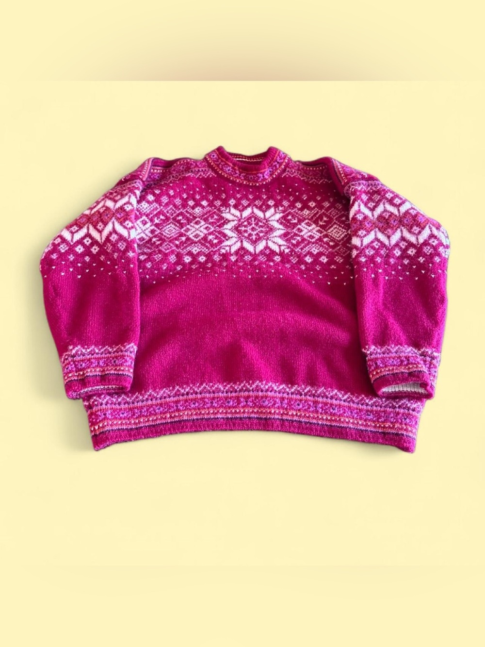Vintage Dale of Norway Nordic Wool Sweater Pink Women’s L Fair Isle